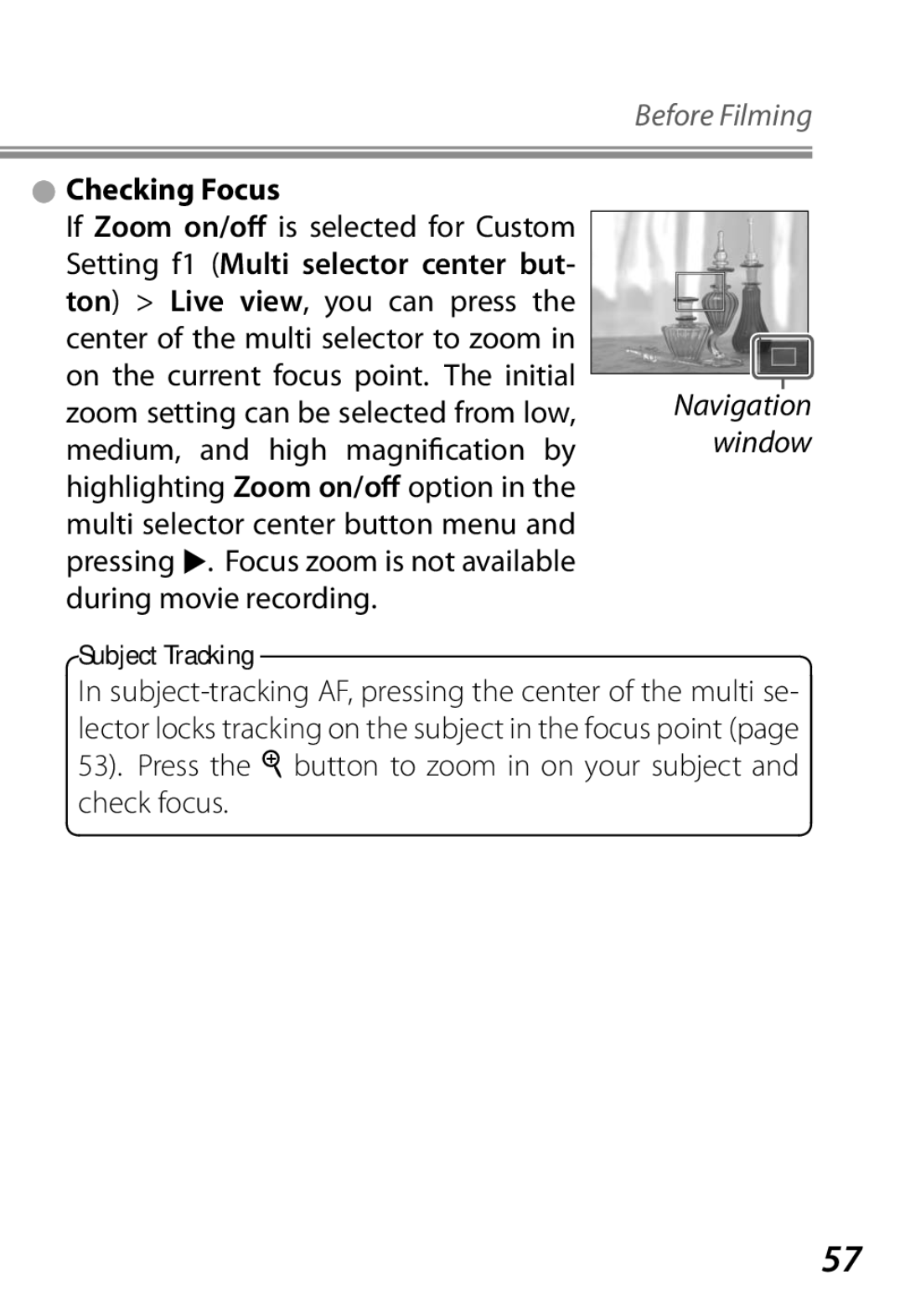 Nikon Camera manual Checking Focus, Subject Tracking 