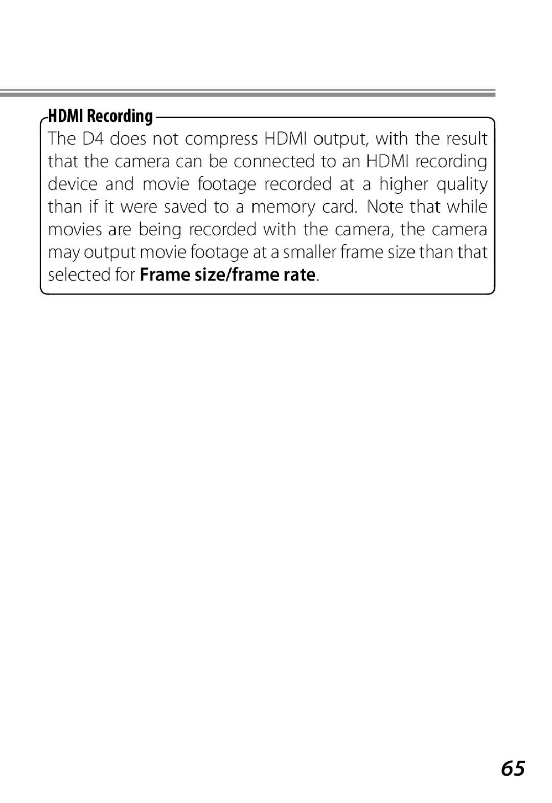 Nikon Camera manual Hdmi Recording 