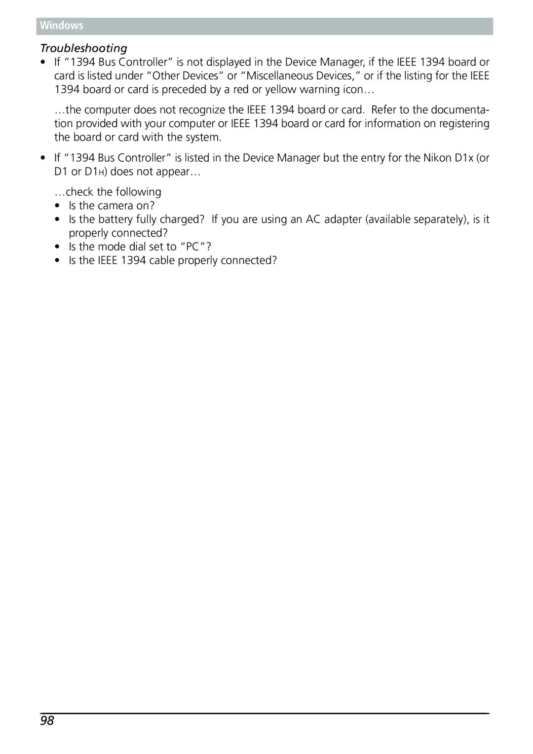 Nikon Capture 3 manual Troubleshooting 