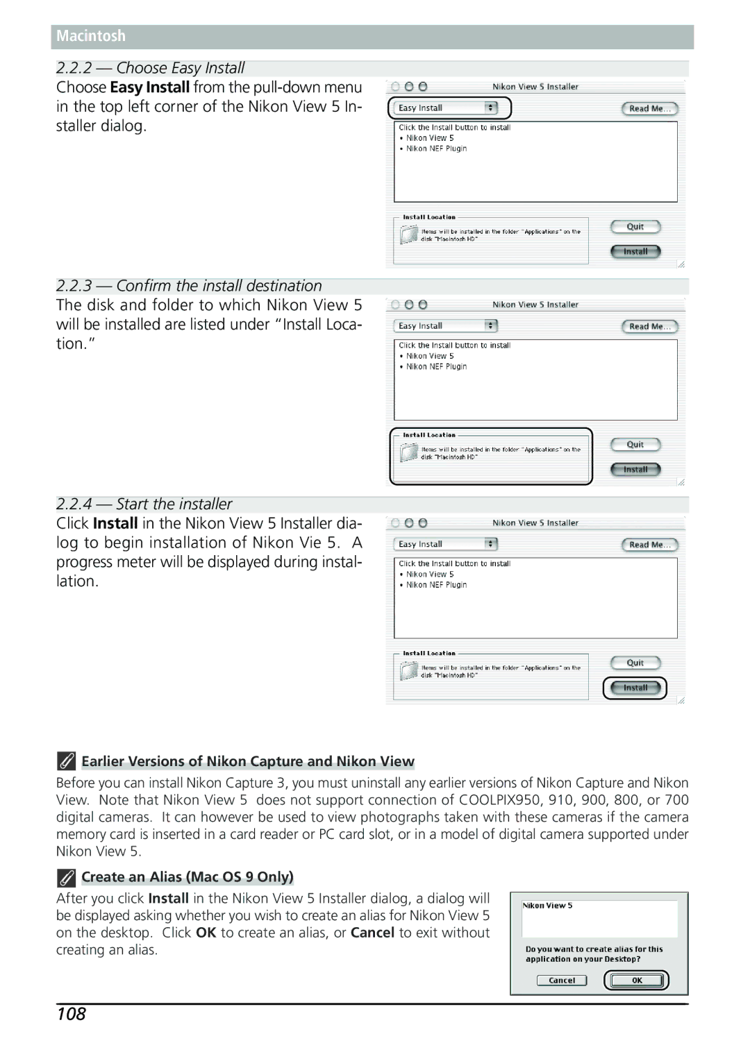 Nikon Capture 3 manual 108, Create an Alias Mac OS 9 Only 