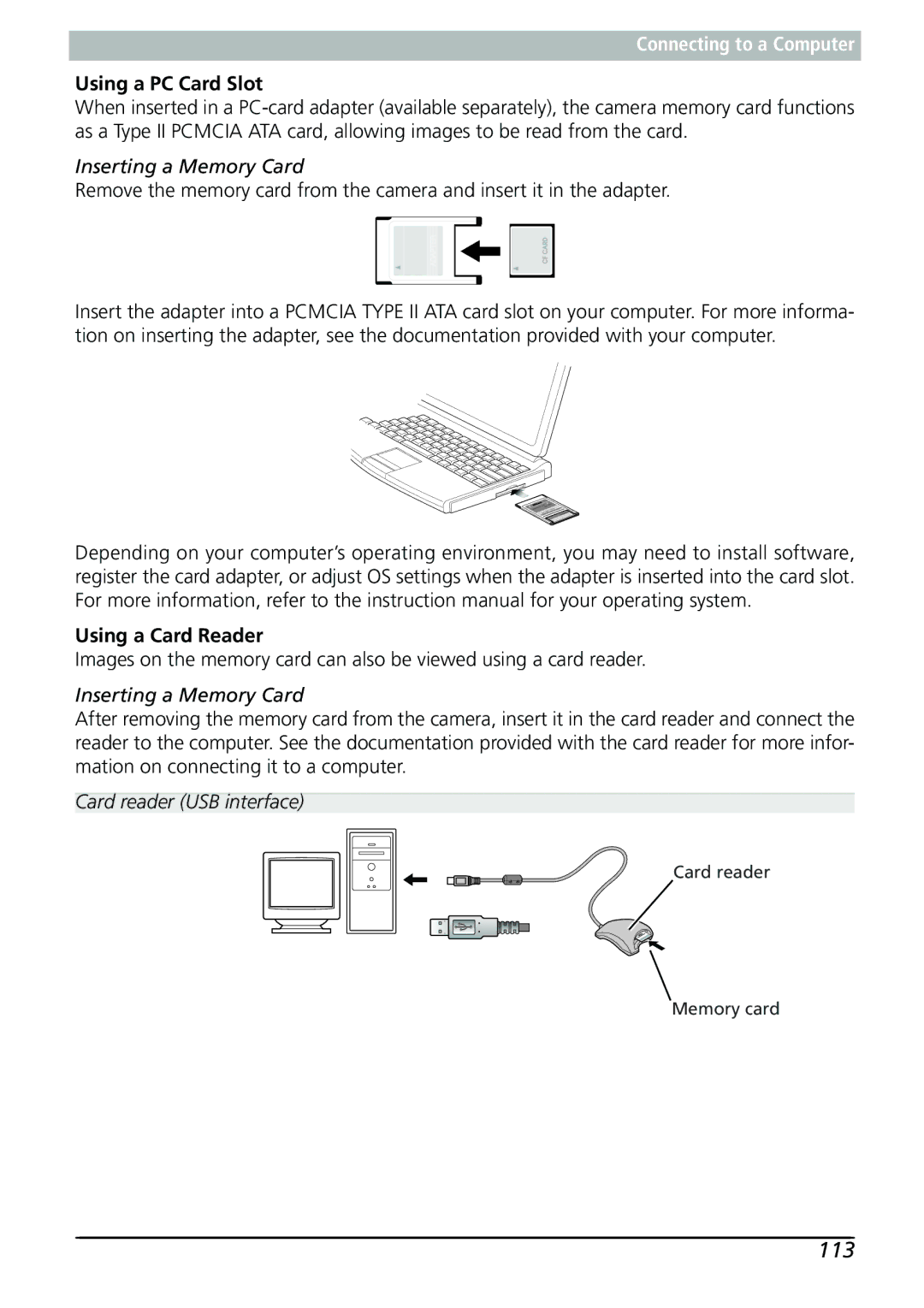 Nikon Capture 3 manual 113, Using a PC Card Slot 