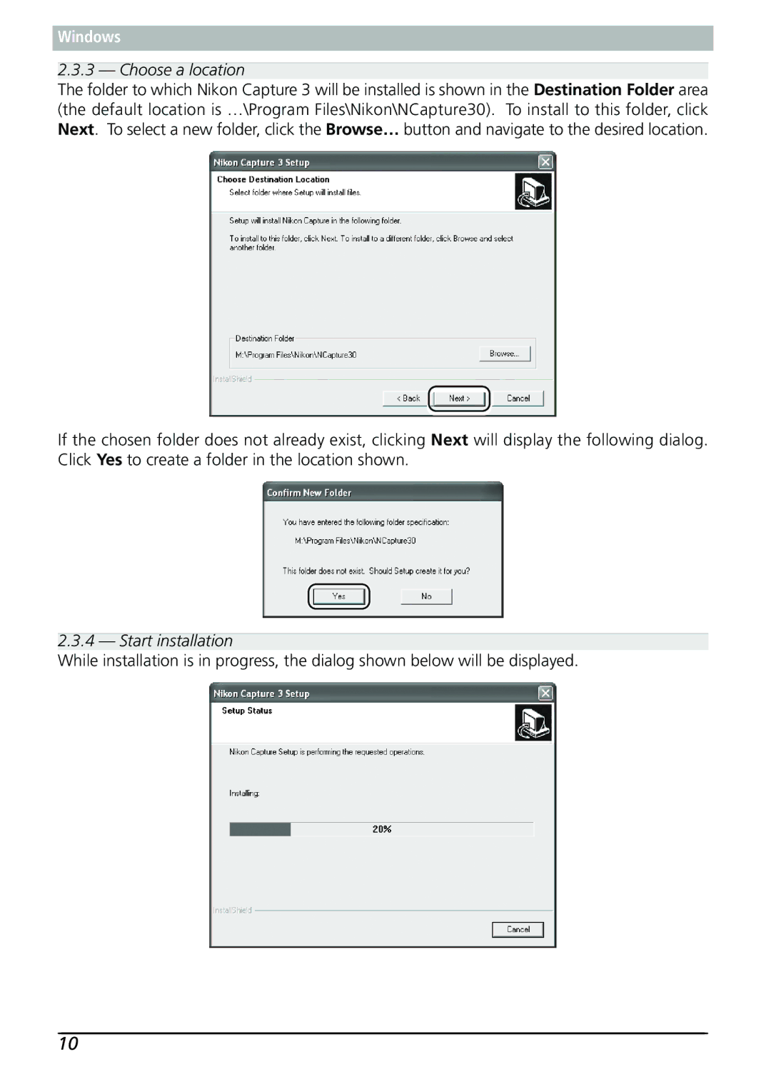 Nikon Capture 3 manual Choose a location, Start installation 