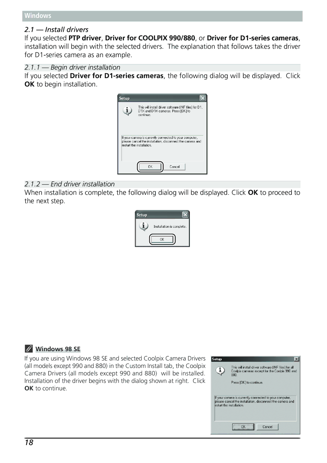 Nikon Capture 3 manual Install drivers, Begin driver installation, End driver installation 