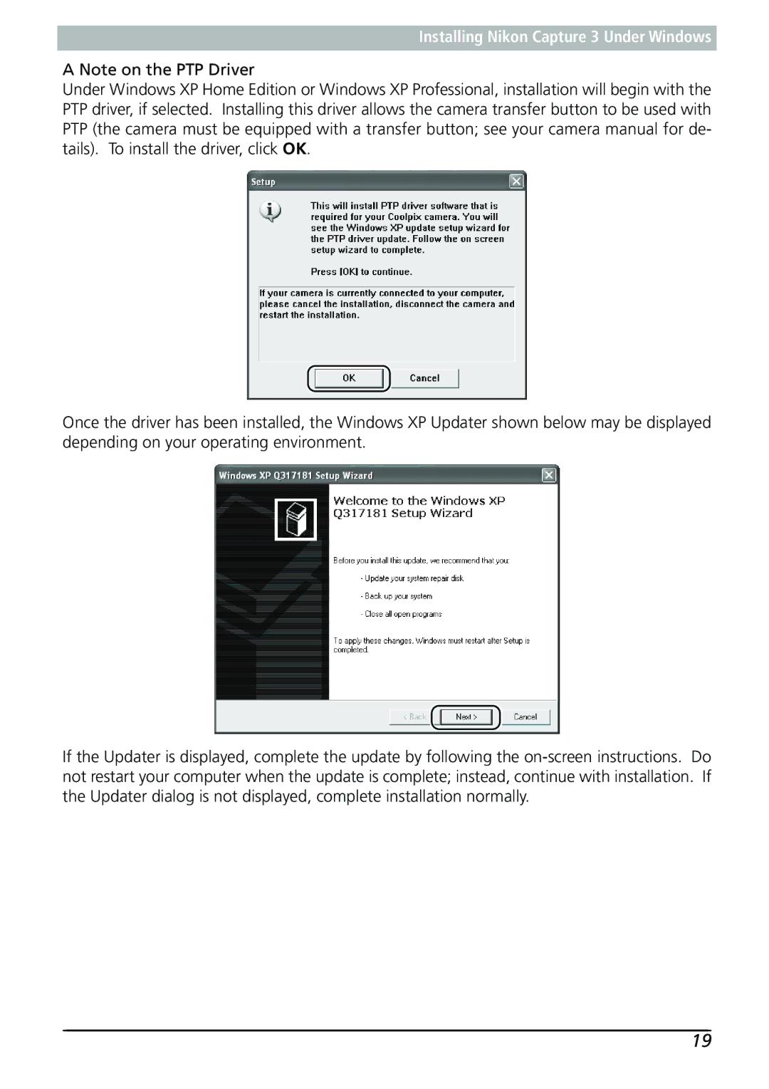 Nikon manual Installing Nikon Capture 3 Under Windows 