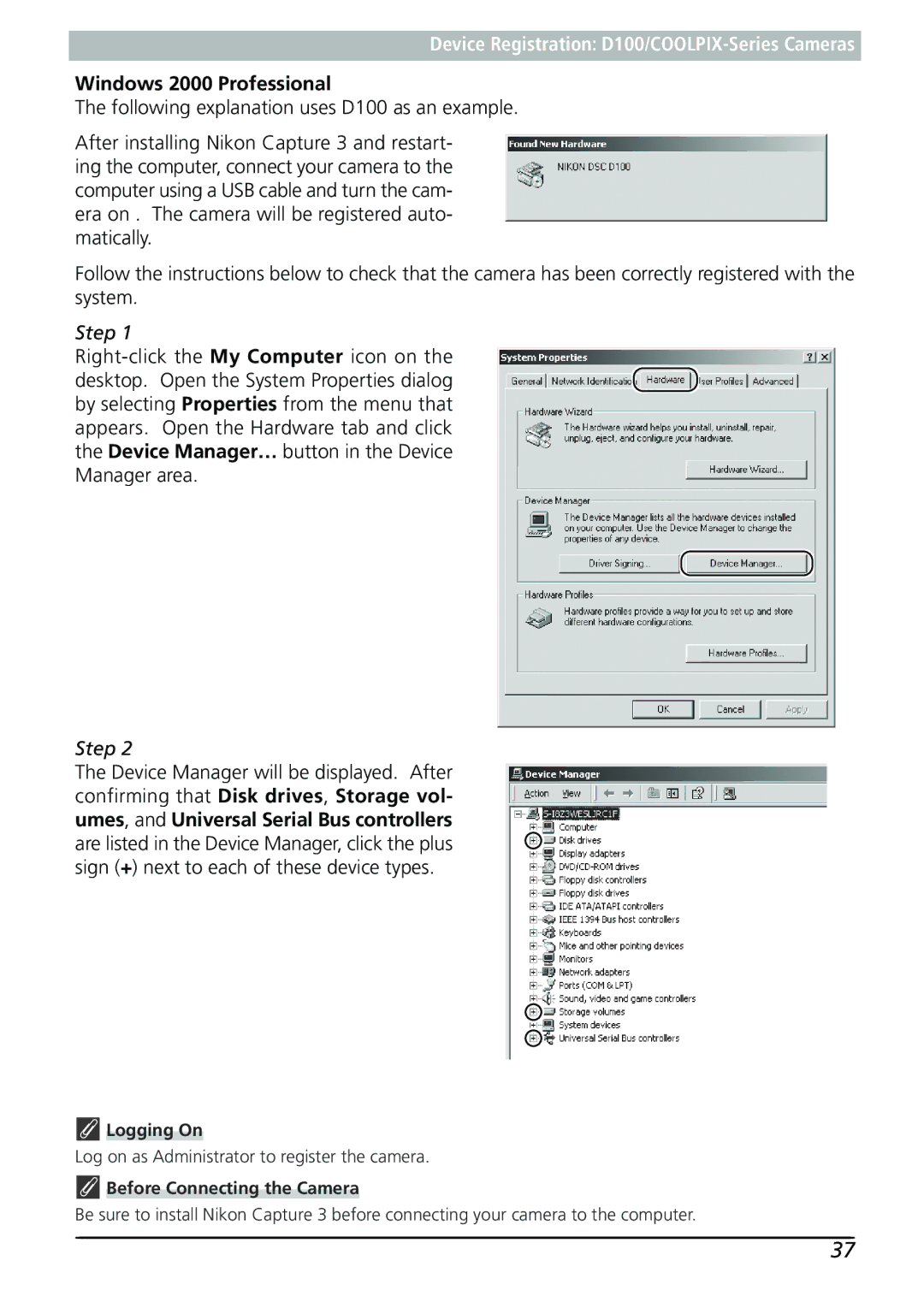 Nikon Capture 3 manual Windows 2000 Professional 