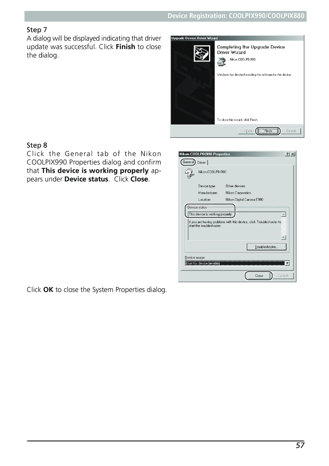 Nikon Capture 3 manual Click OK to close the System Properties dialog 