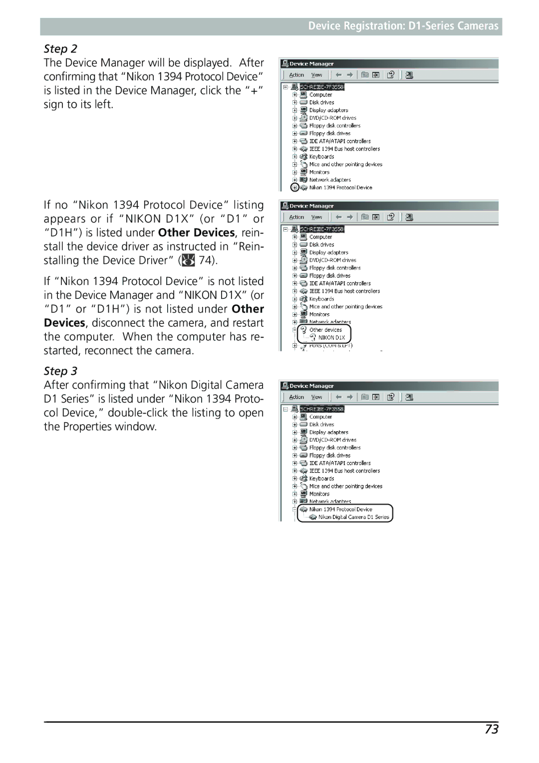 Nikon Capture 3 manual Device Registration D1-Series Cameras 