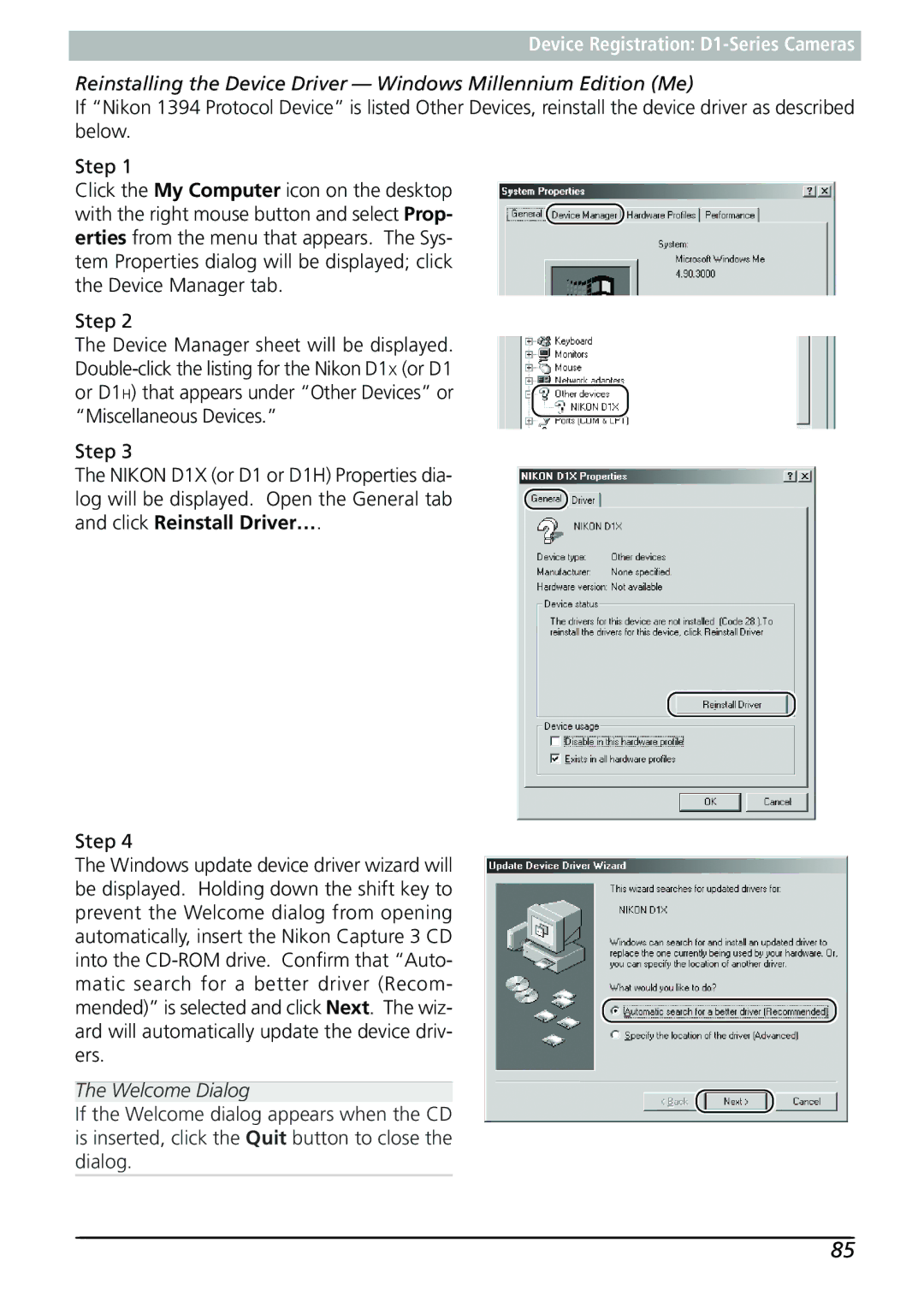 Nikon Capture 3 manual Welcome Dialog 