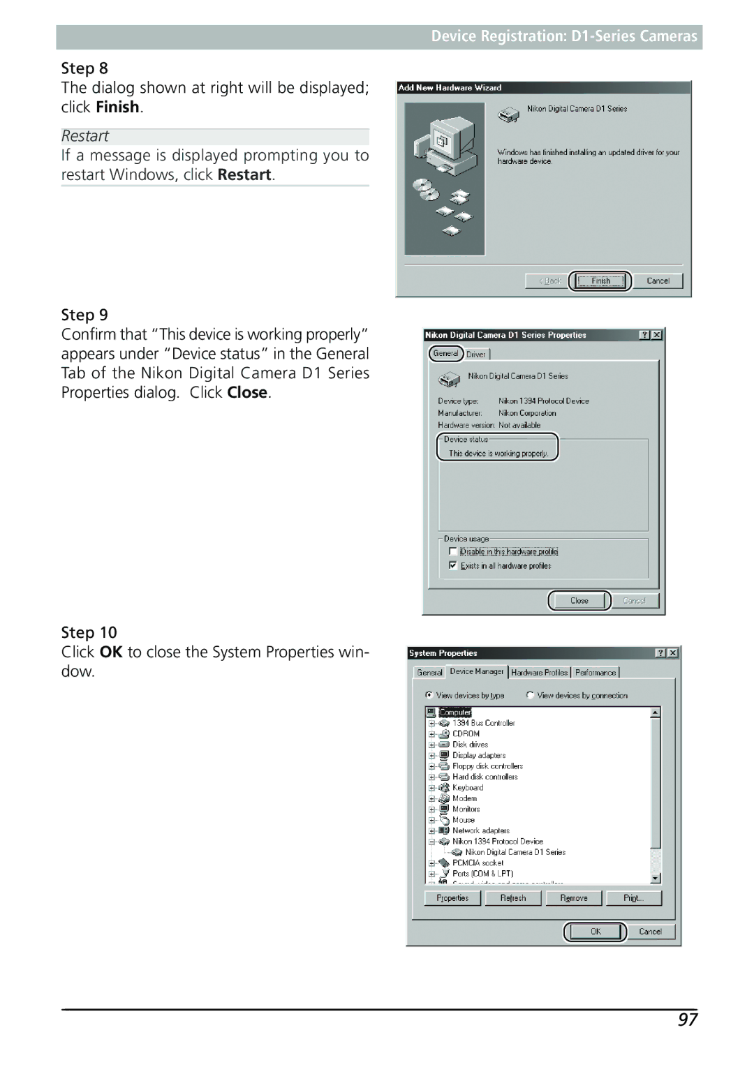 Nikon Capture 3 manual Restart 