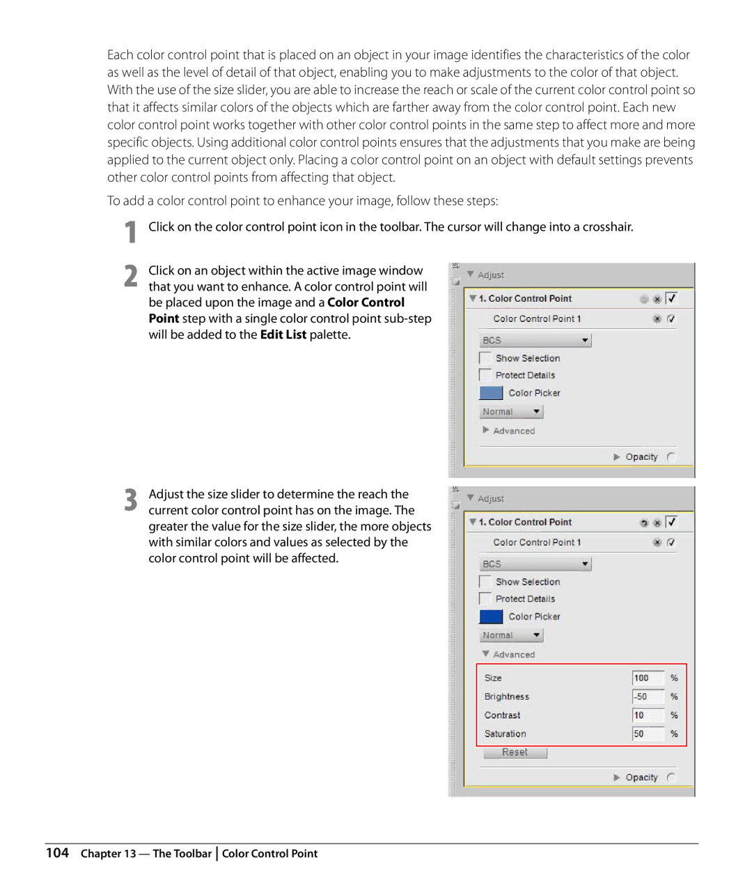 Nikon Capture NX2 user manual Toolbar Color Control Point 