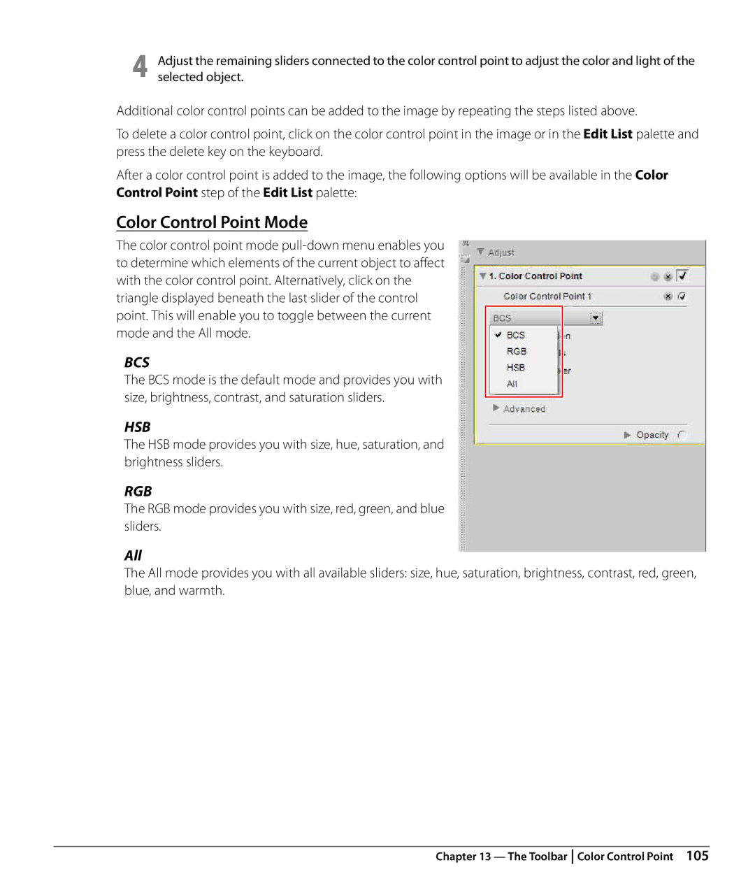 Nikon Capture NX2 user manual Color Control Point Mode, All 