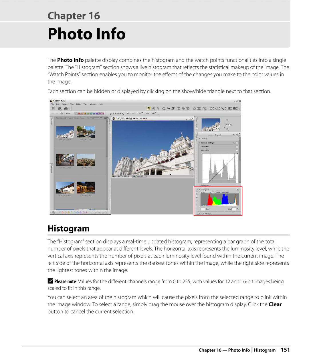 Nikon Capture NX2 user manual Photo Info, Histogram 