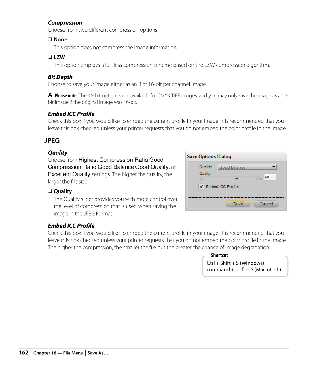 Nikon Capture NX2 user manual Compression, Bit Depth, None, Quality 