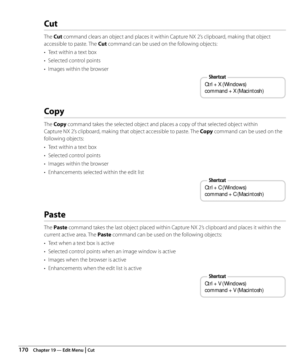 Nikon Capture NX2 user manual Cut, Copy, Paste 