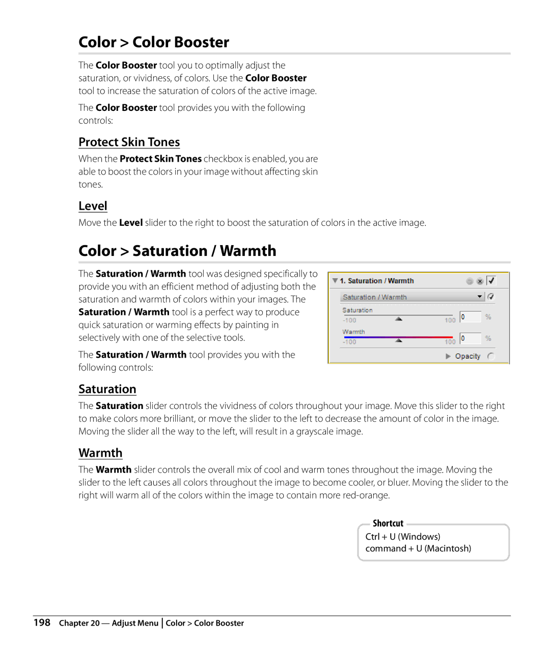 Nikon Capture NX2 user manual Color Color Booster, Color Saturation / Warmth 