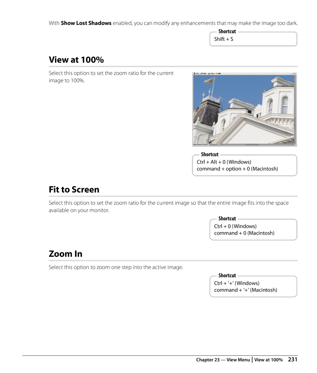 Nikon Capture NX2 user manual View at 100%, Fit to Screen, Zoom, Select this option to zoom one step into the active image 