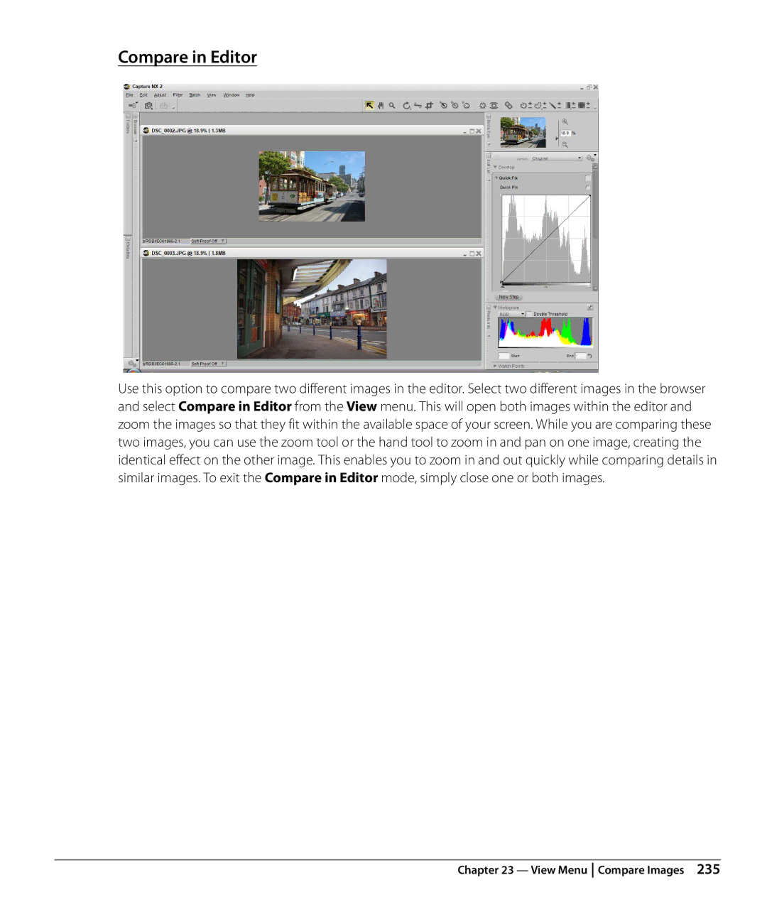 Nikon Capture NX2 user manual Compare in Editor 