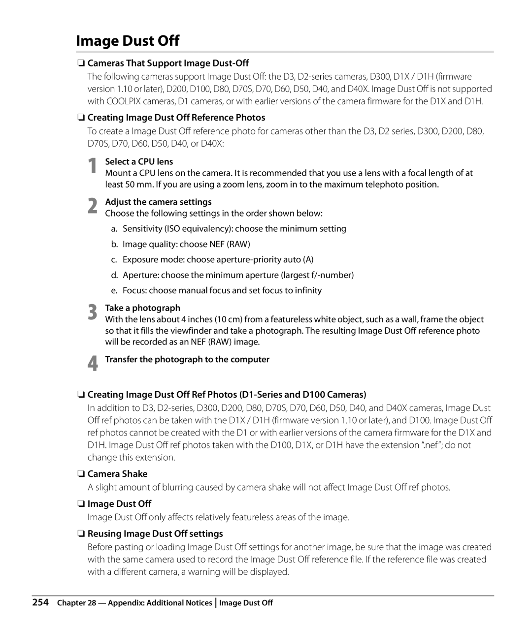 Nikon Capture NX2 user manual Image Dust Off 