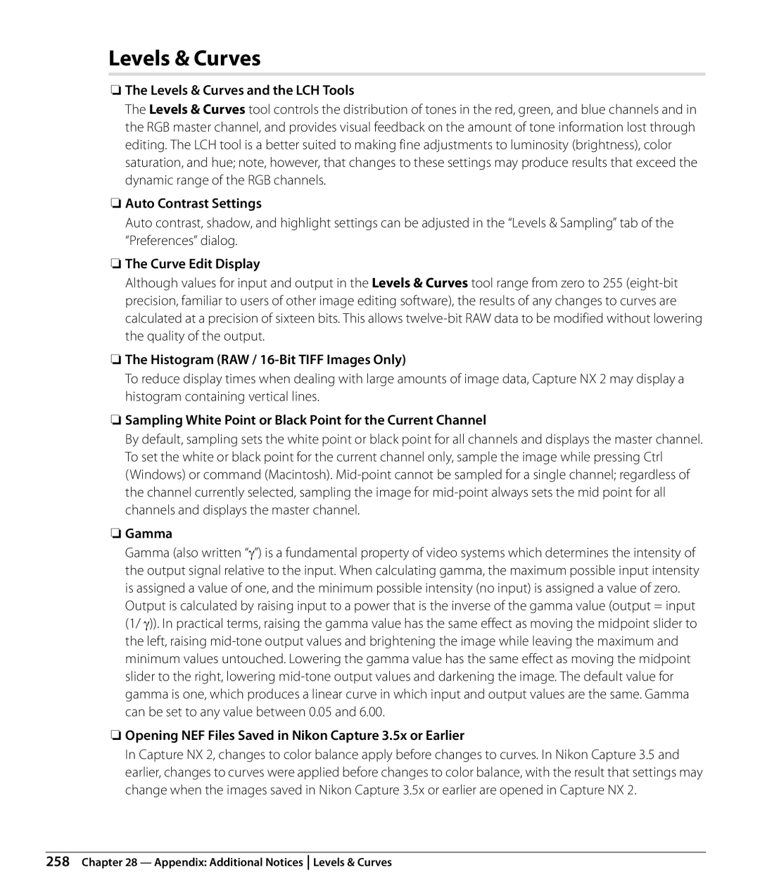 Nikon Capture NX2 user manual Levels & Curves 