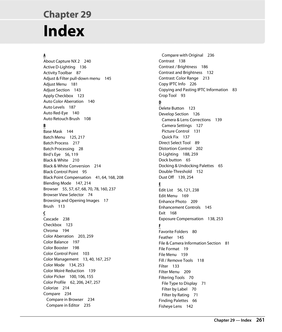 Nikon Capture NX2 user manual Index 