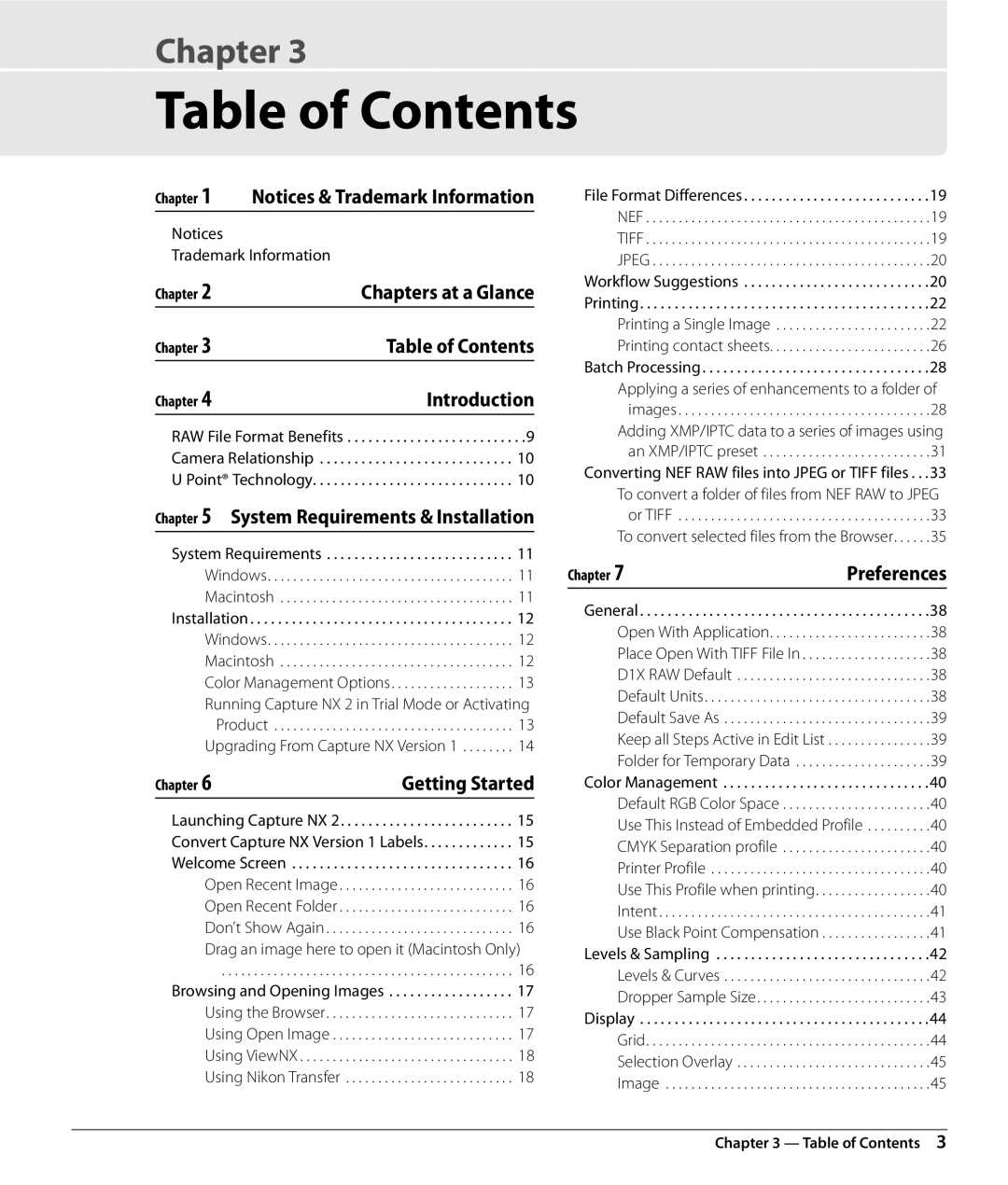 Nikon Capture NX2 user manual Table of Contents 