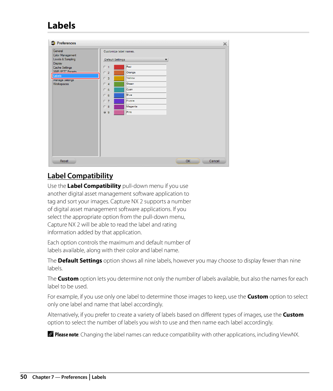 Nikon Capture NX2 user manual Labels, Label Compatibility 