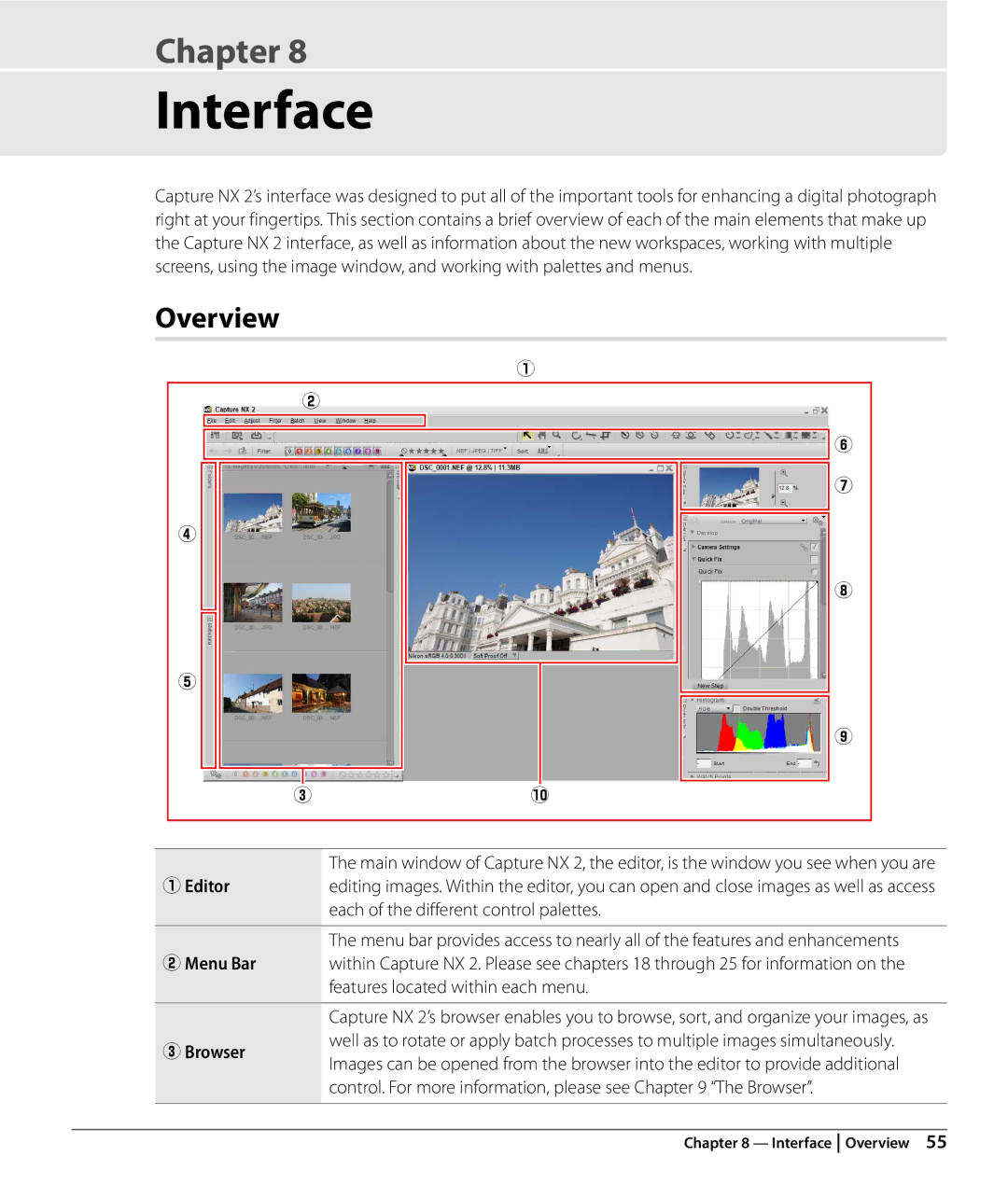 Nikon Capture NX2 user manual Interface, Overview, EBrowser 