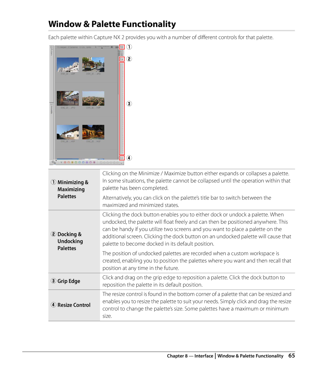 Nikon Capture NX2 user manual Window & Palette Functionality 