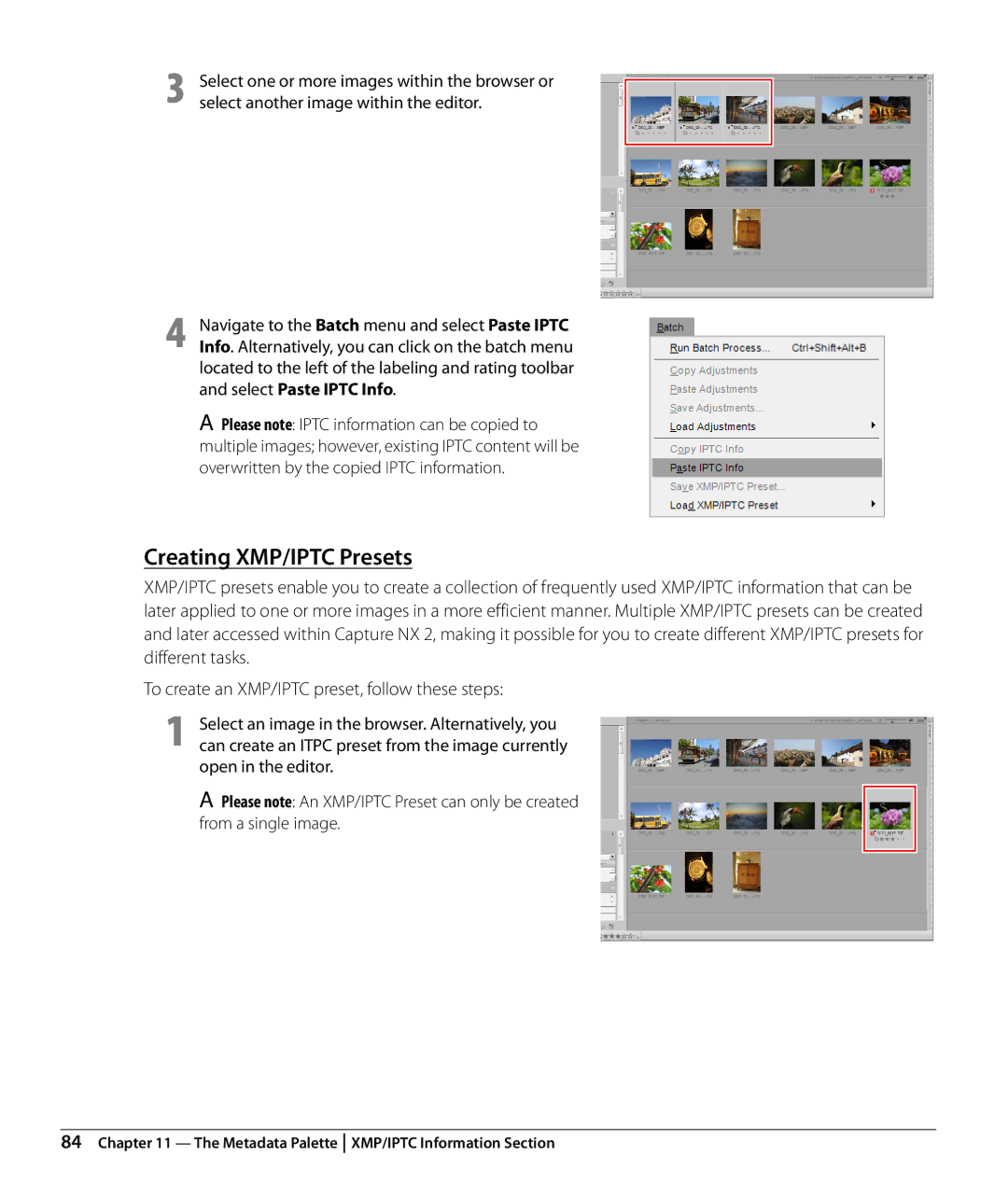 Nikon Capture NX2 user manual Creating XMP/IPTC Presets 