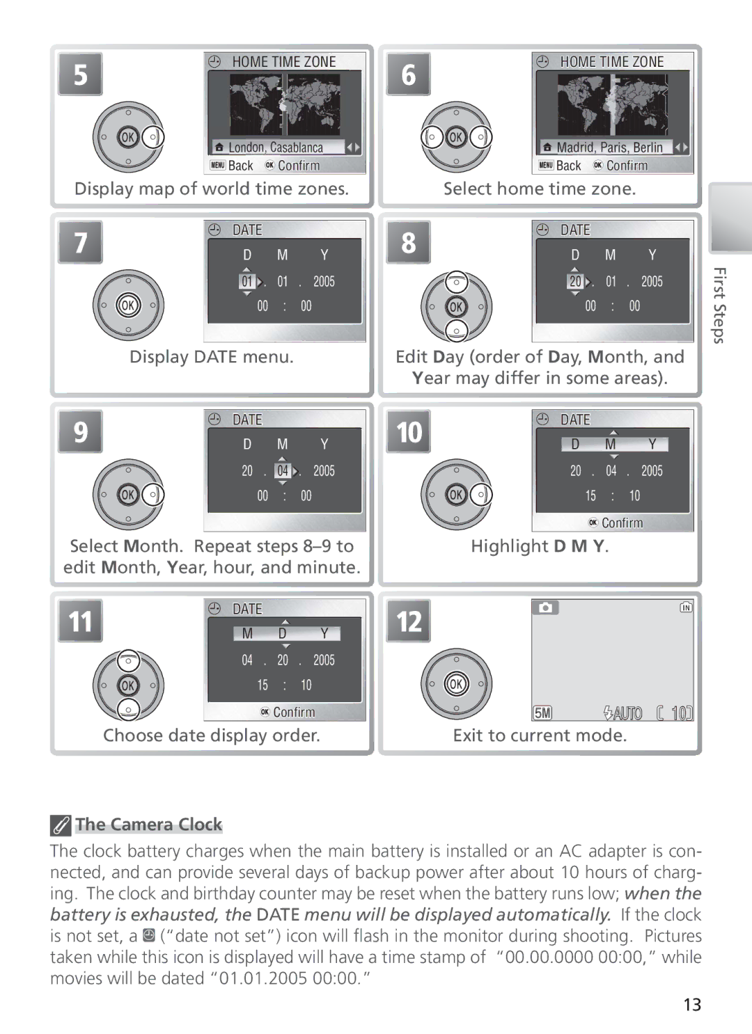 Nikon COOL PIX S1 manual Camera Clock 