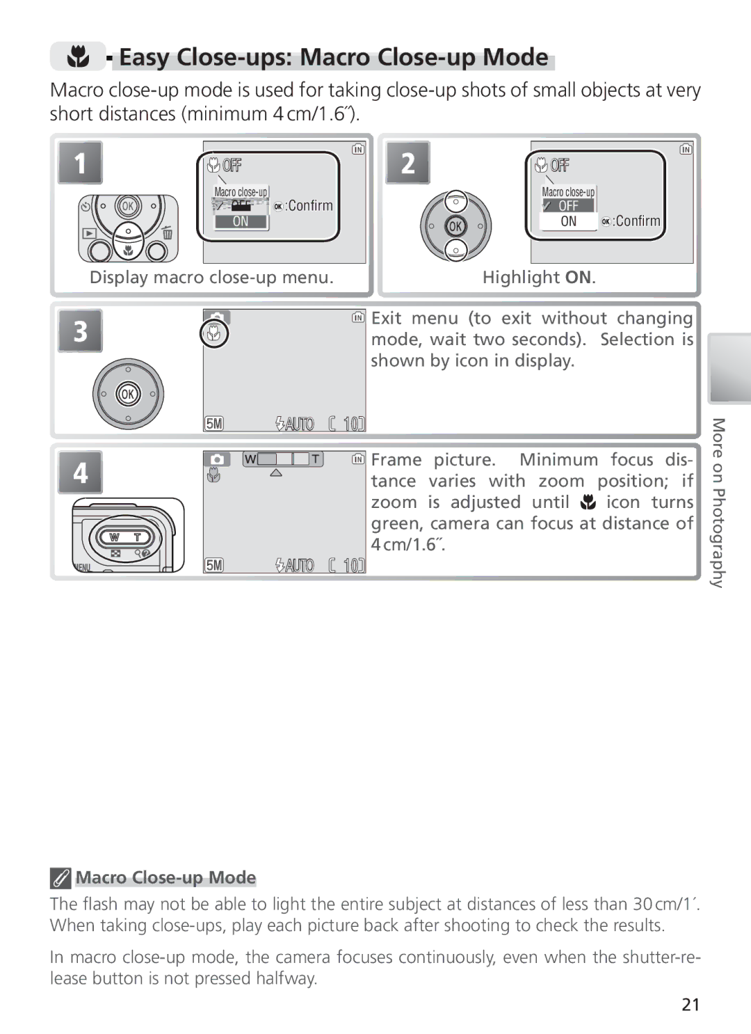 Nikon COOL PIX S1 manual Easy Close-ups Macro Close-up Mode 