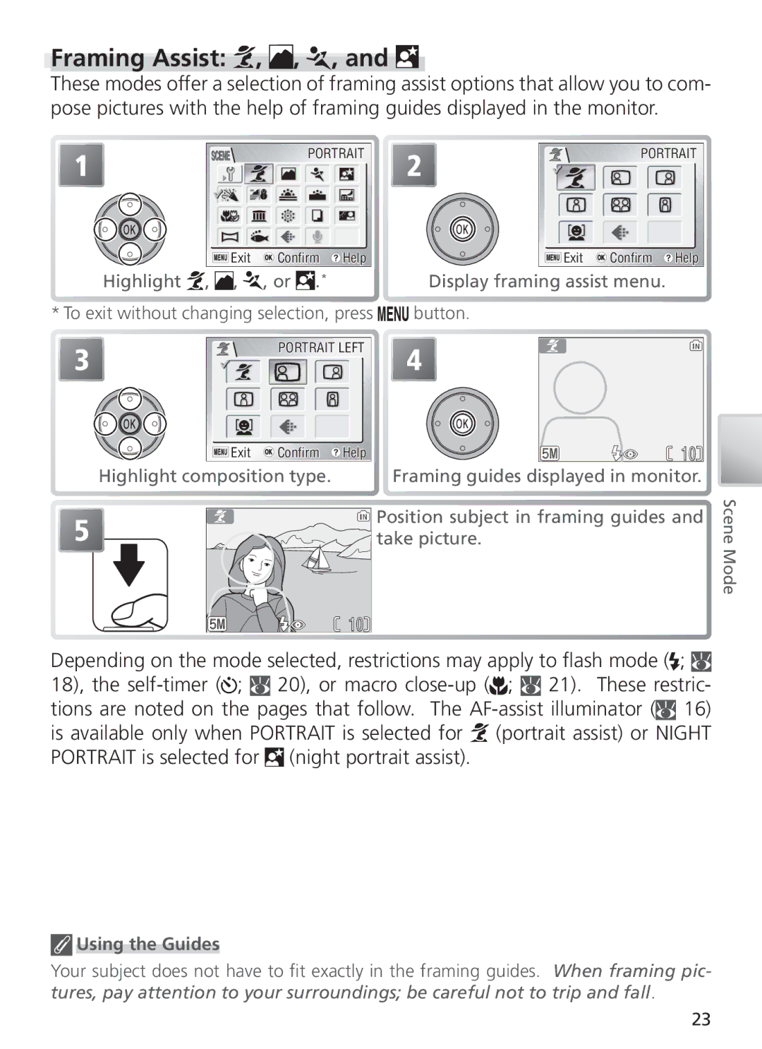 Nikon COOL PIX S1 manual Framing Assist, Using the Guides 