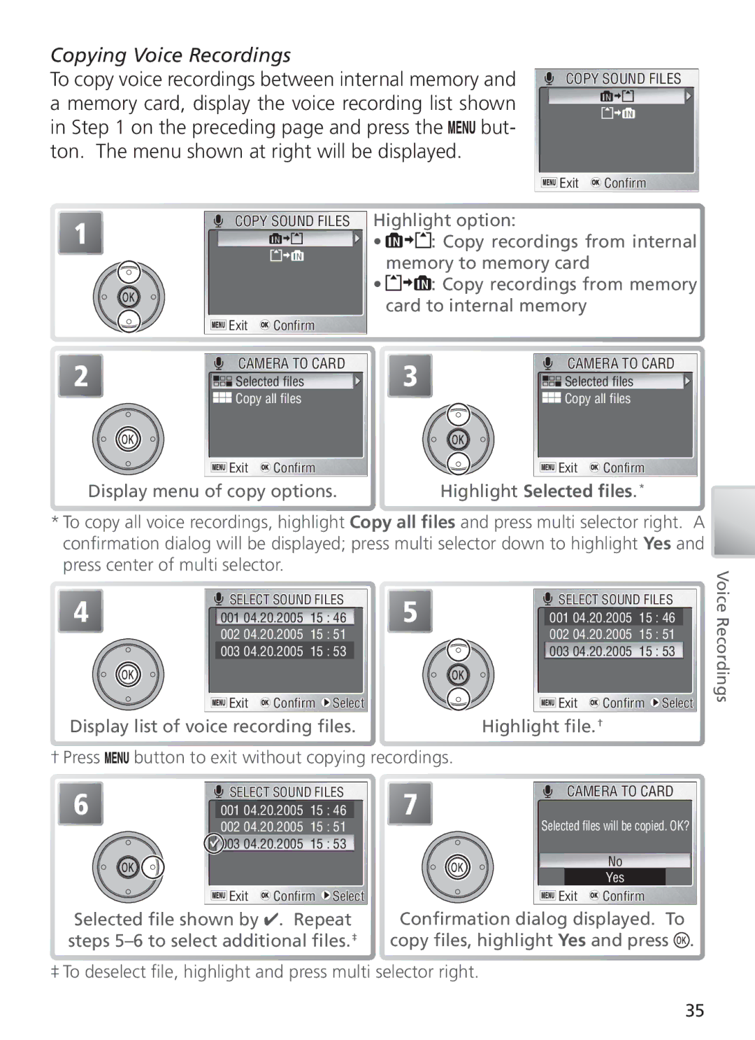 Nikon COOL PIX S1 manual Copying Voice Recordings, Highlight Selected ﬁles 