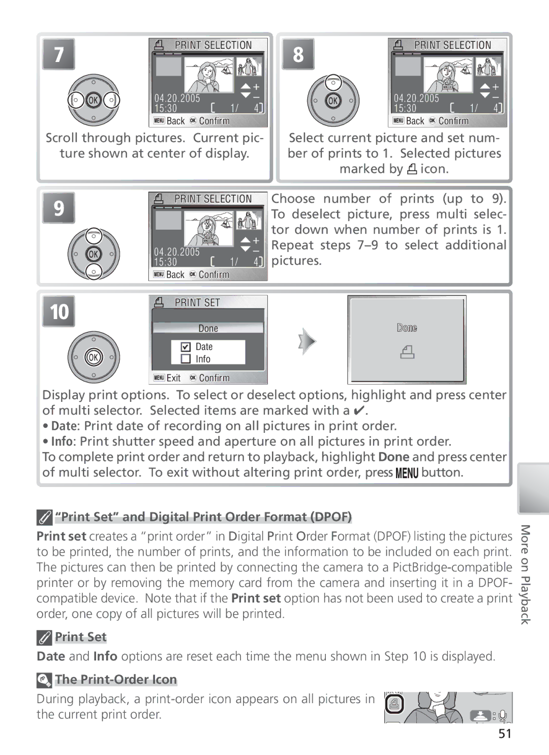 Nikon COOL PIX S1 manual Print Set and Digital Print Order Format Dpof, Print-Order Icon 