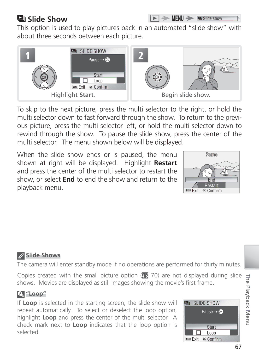 Nikon COOL PIX S1 manual Slide Shows, Loop 