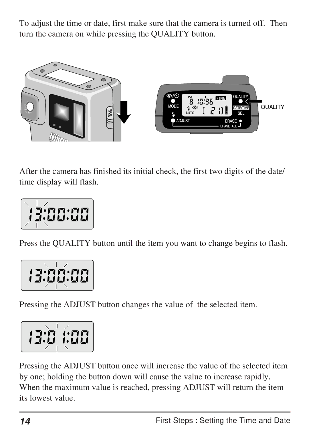 Nikon Coolpix 100 manual Quality 