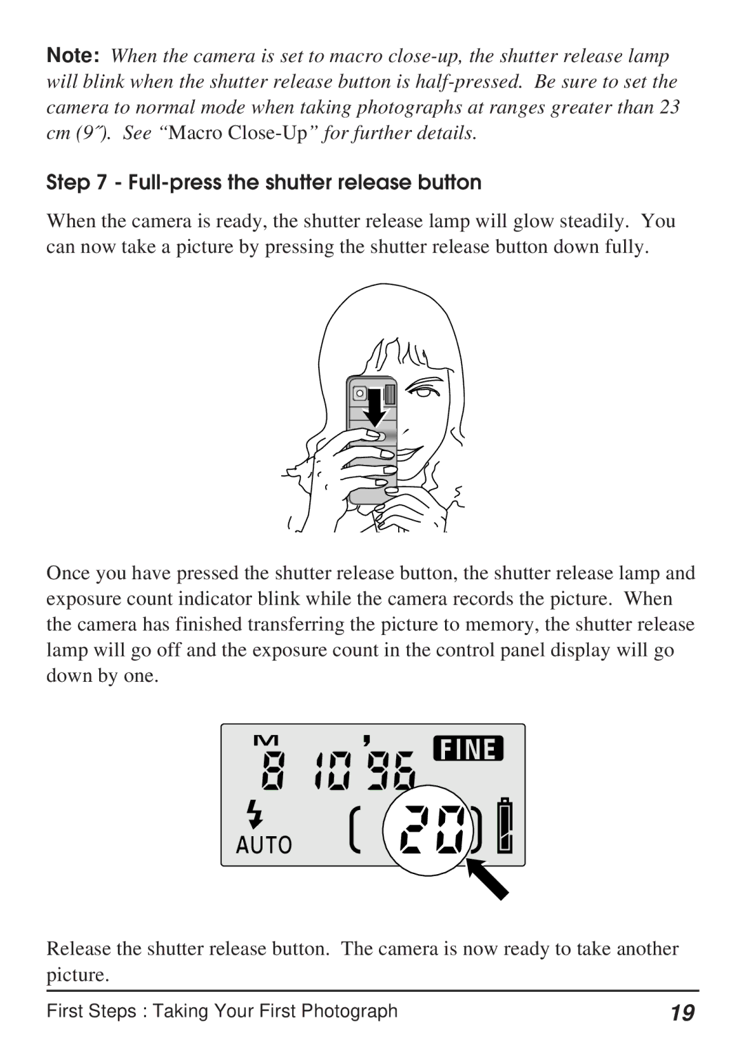 Nikon Coolpix 100 manual Full-press the shutter release button 