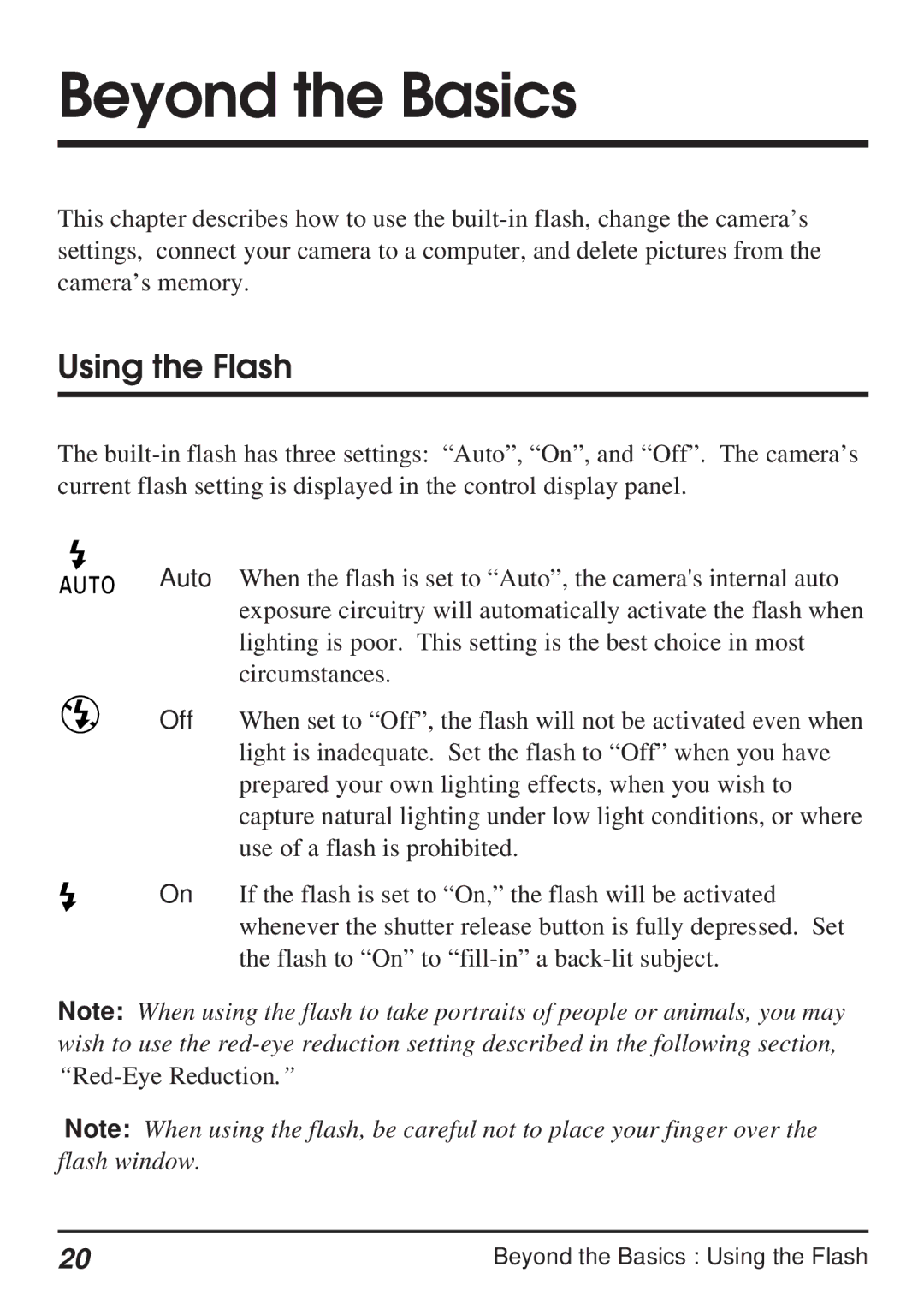 Nikon Coolpix 100 manual Beyond the Basics, Using the Flash 