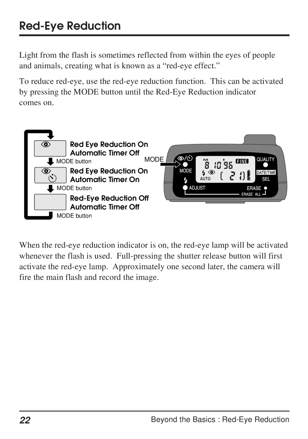 Nikon Coolpix 100 manual Red-Eye Reduction 