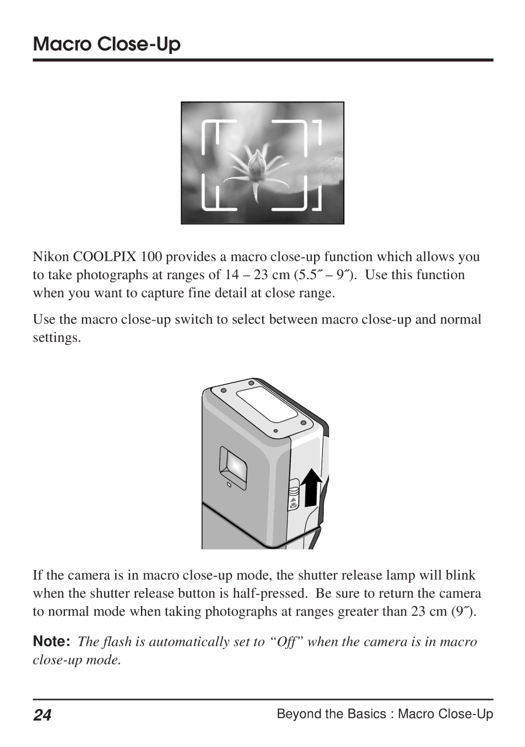 Nikon Coolpix 100 manual Macro Close-Up 