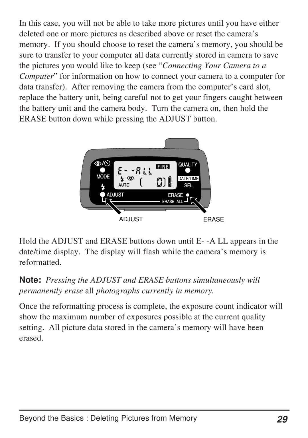 Nikon Coolpix 100 manual Adjusterase 