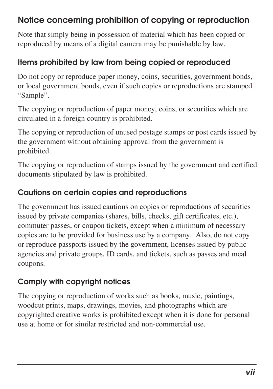 Nikon Coolpix 100 manual Items prohibited by law from being copied or reproduced, Comply with copyright notices 