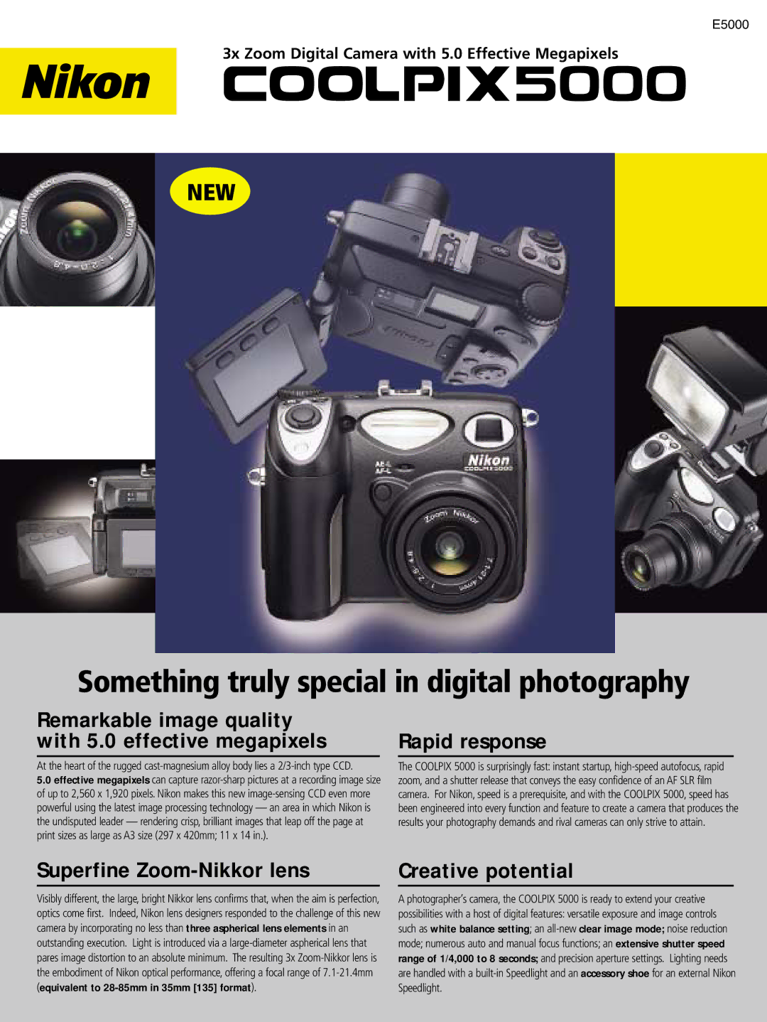 Nikon COOLPIX 5000 manual Something truly special in digital photography 