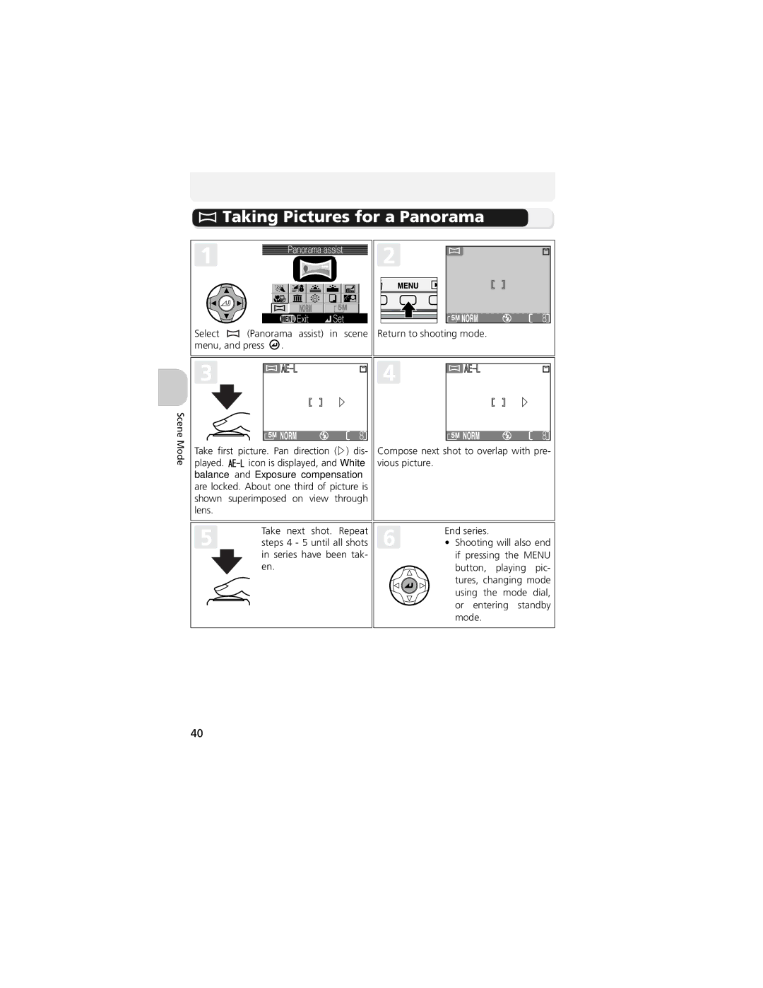 Nikon COOLPIX 5200, 13311 manual Taking Pictures for a Panorama 