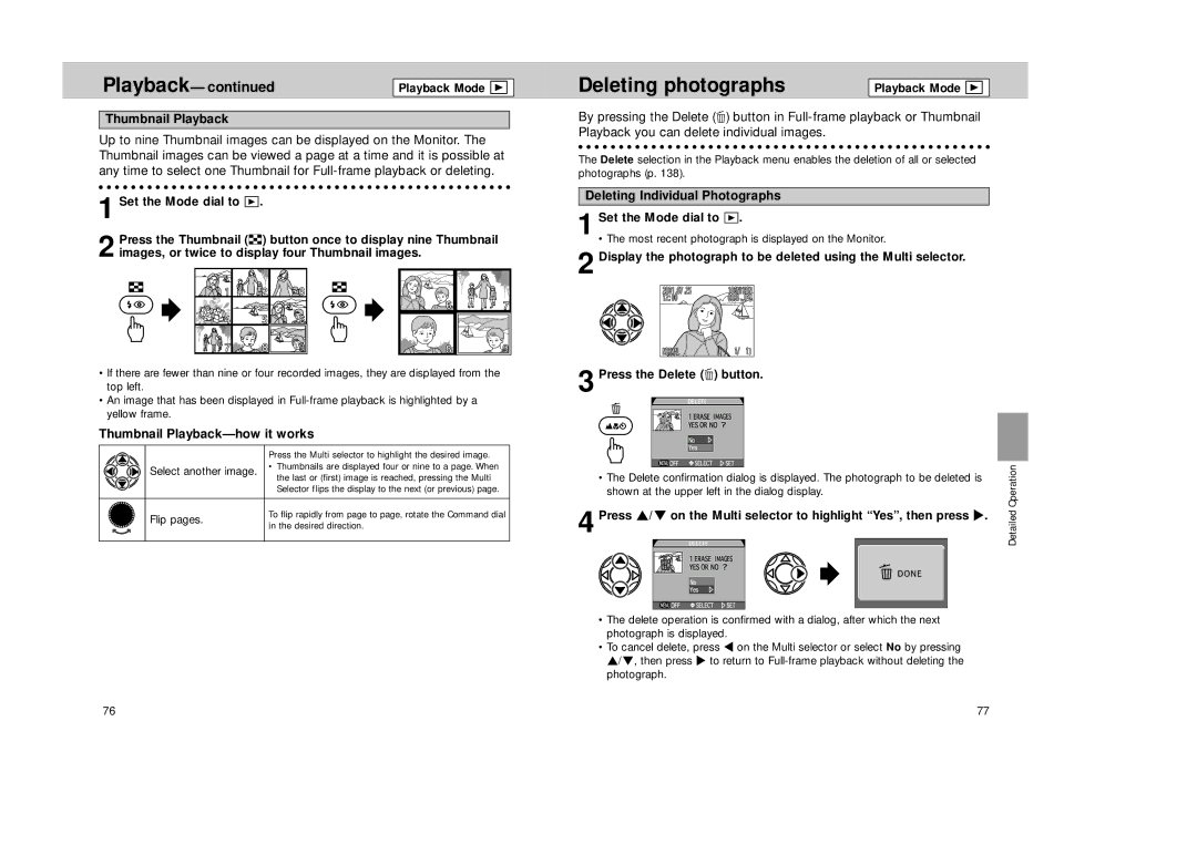 Nikon Coolpix 995 manual Deleting photographs, Thumbnail Playback-how it works, Deleting Individual Photographs 