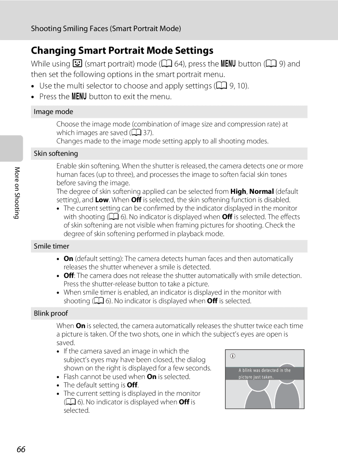 Nikon Coolpix Digital Camera, S5100 user manual Changing Smart Portrait Mode Settings, Before saving the image 