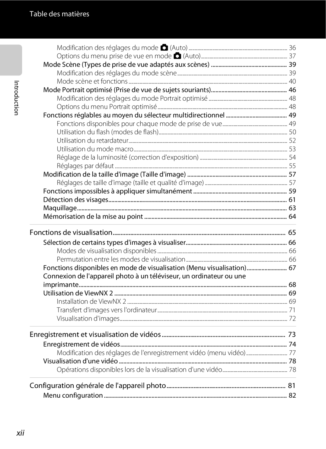 Nikon COOLPIX S2600 manual Xii, Table des matières 