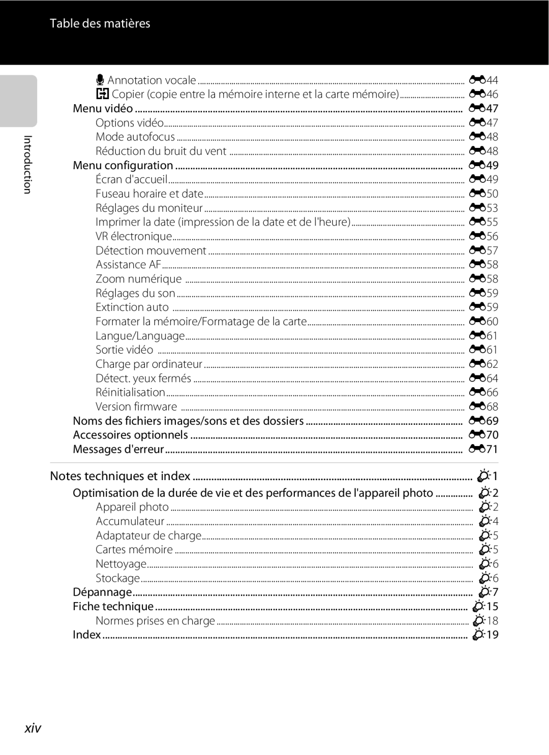 Nikon COOLPIX S2600 manual Xiv 