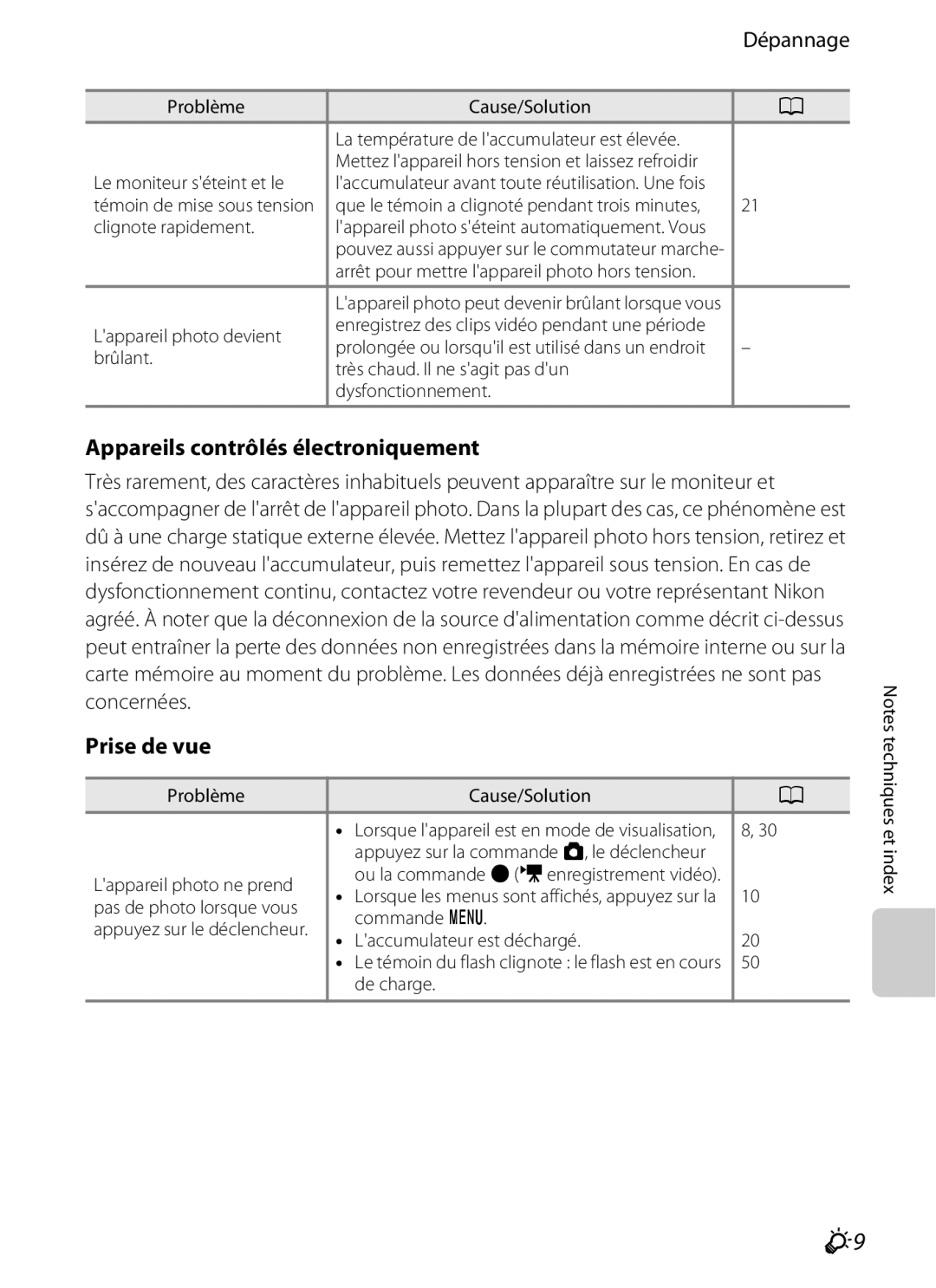 Nikon COOLPIX S2600 manual Appareils contrôlés électroniquement, Prise de vue 