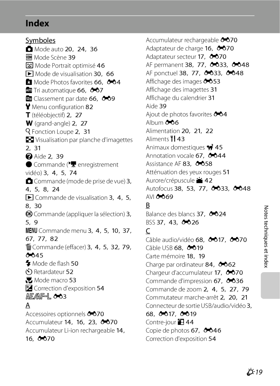 Nikon COOLPIX S2600 manual Index, F19 